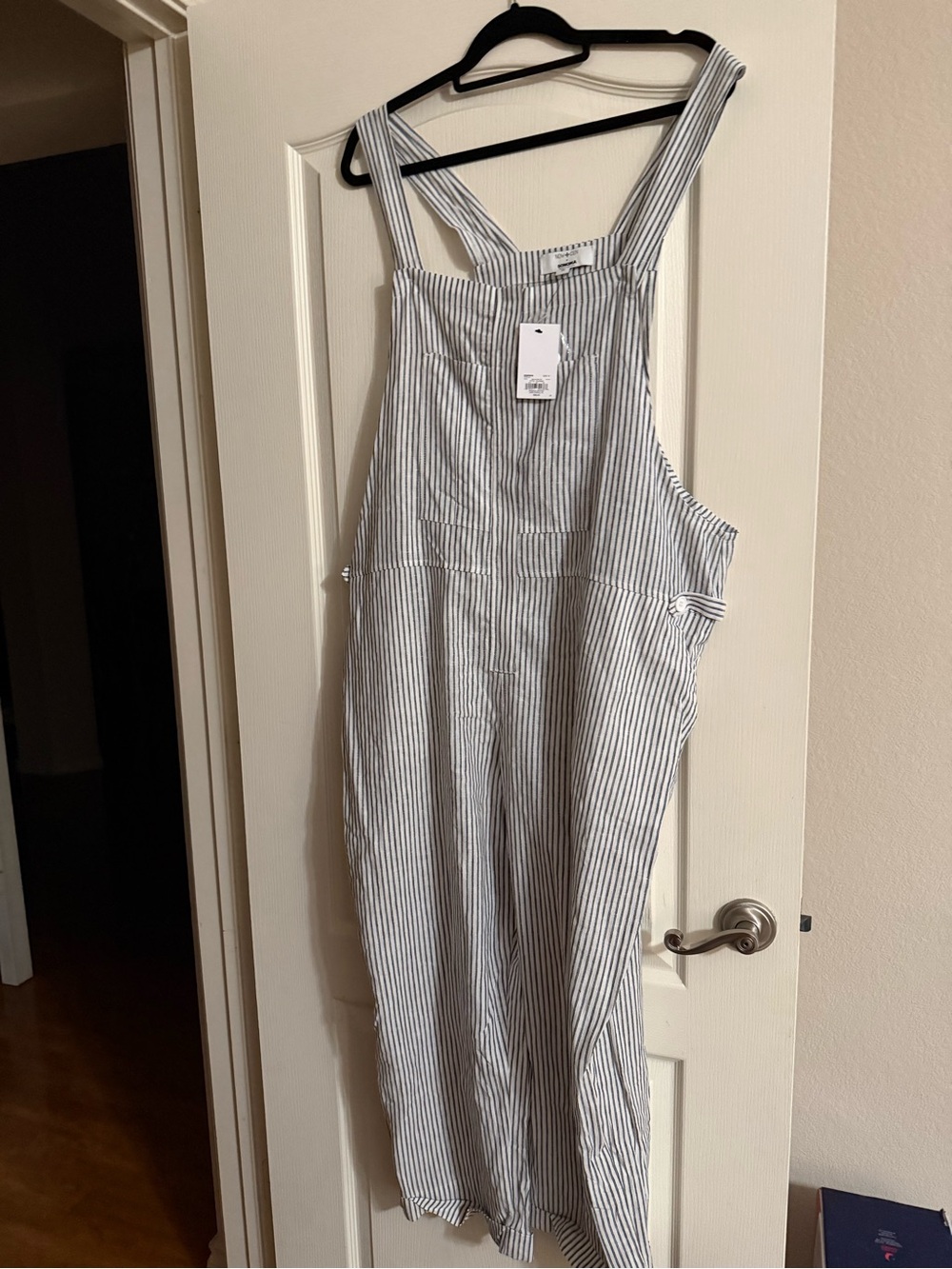 Now Gen Sonoma 1X Blue & White Striped Cotton-Blend Overalls